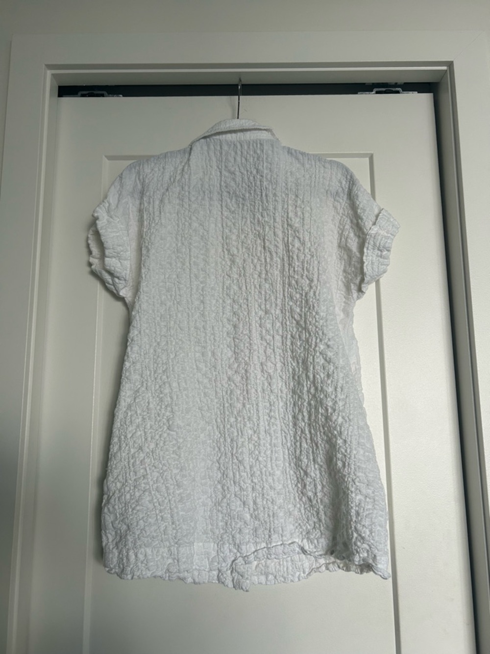 White Textured Button-Front Dress - Picture 2 of 3